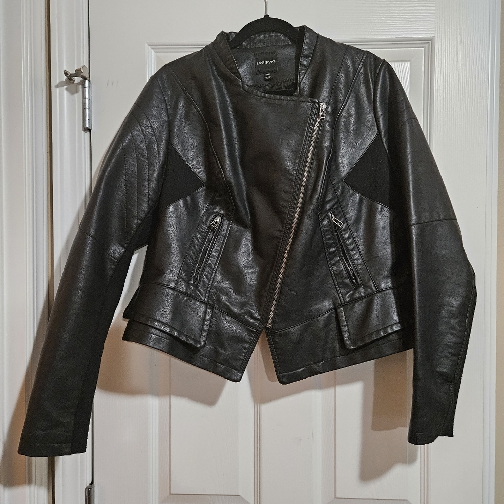 Black lane bryant leather looking jacket size 18/20